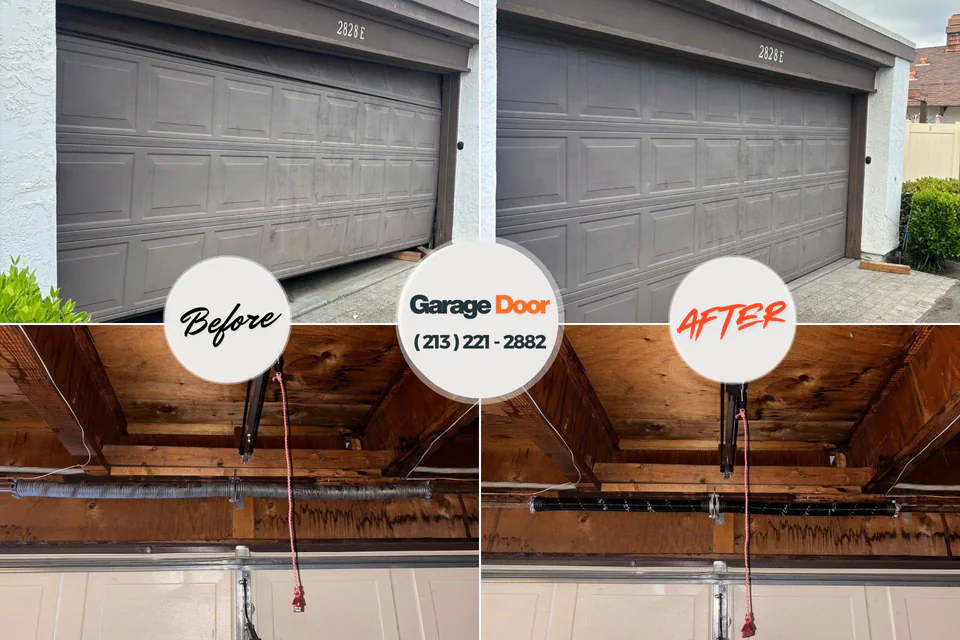 Before and after: garage door repair Gibraltar, MI